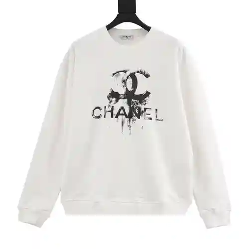 CHA*NEL / Sudadera con cuello redondo y estampado de tinta Chanel