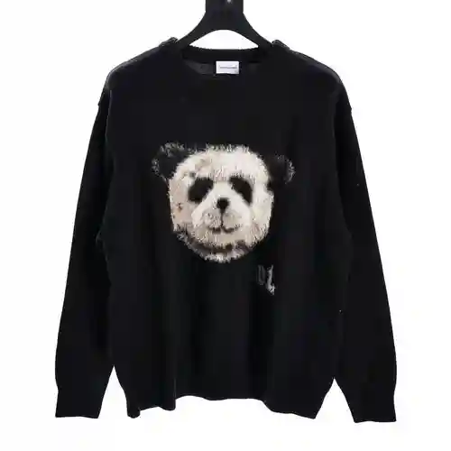 CL 23Fw suéter con cuello redondo y panda en jacquard