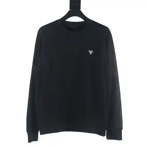 Prada PRD 23Fw logo bordado más sudadera de terciopelo con cuello redondo