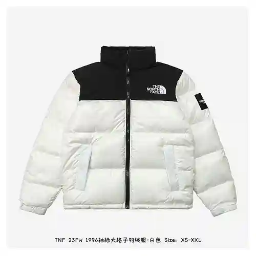 TNF 23Fw 1996 Chaqueta de plumón a cuadros grande con brazalete-Blanco