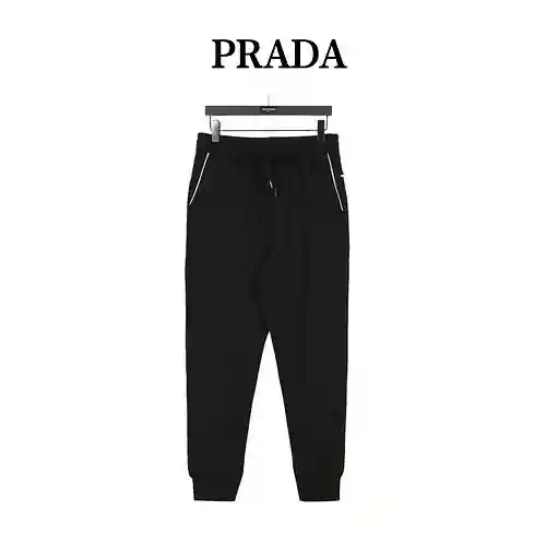Pra*da/Prada 23Fw pantalones de algodón espacial con logo triangular y bolsillo