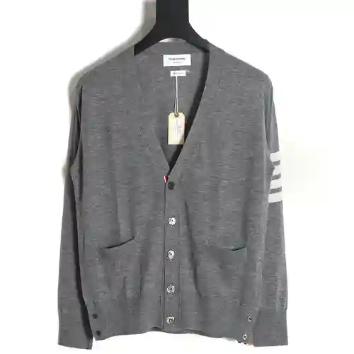 TB 23FW cárdigan de lana fina (gris medio)