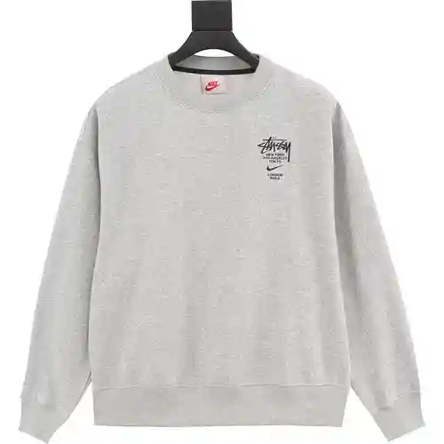 Ni*ke x Stu*ssy Nike Stu*ssy joint 23SS sudadera de terciopelo con logo bordado en color liso