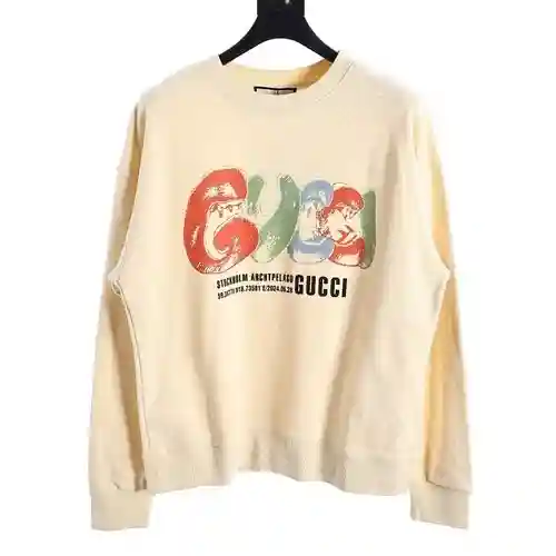 Sudadera con cuello redondo y logo estampado de dibujos animados de GU*CCI