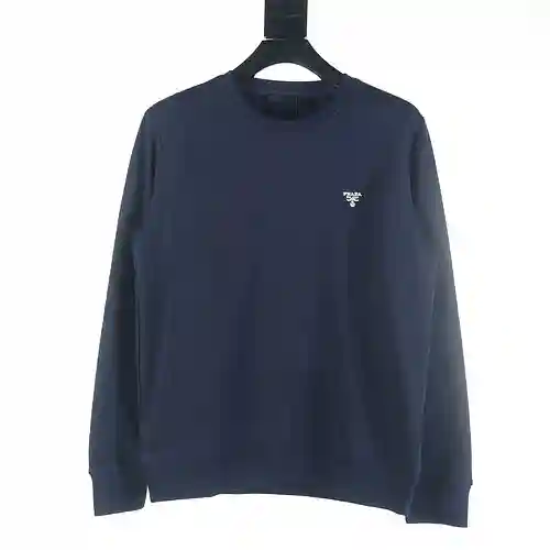 Prada PRD 23Fw logo bordado más sudadera de terciopelo con cuello redondo
