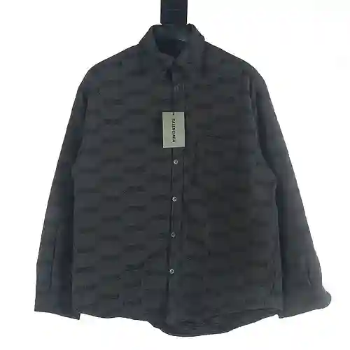 Balenciaga BLCG 23FW nueva chaqueta de algodón con camisa de solapa jacquard con cierre doble B está