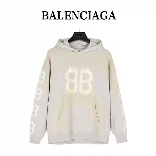 Sudadera con capucha BLCG/Balanciaga 23Fw Double B Bitcoin inkjet