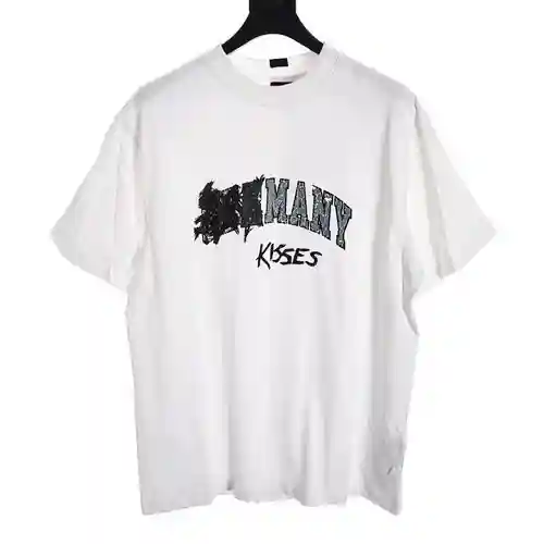 Camiseta de manga corta con letras estampadas con graffiti agrietado BLCG 24SS