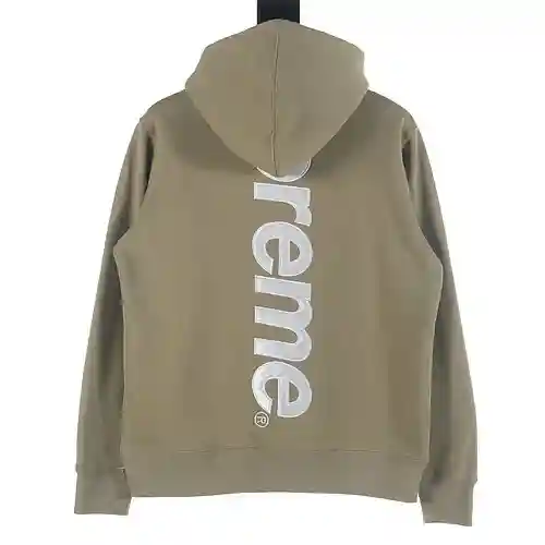 Sudadera Supreme con capucha y letras de raso verticales