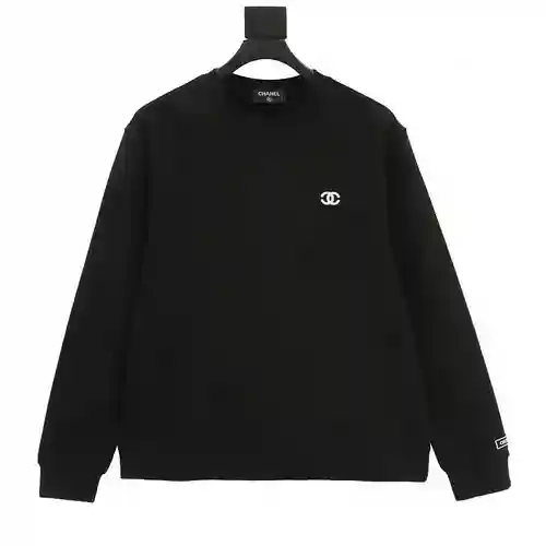Cha*nel/Chanel 21ss sudadera clásica bordada con cuello redondo y doble C