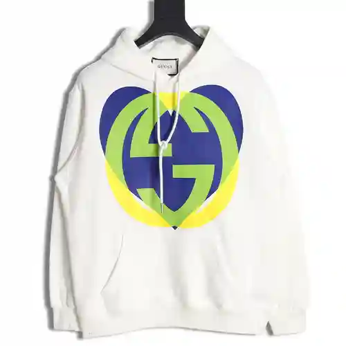 G*cci Gucci 23FW sudadera con capucha y estampado de corazones grandes