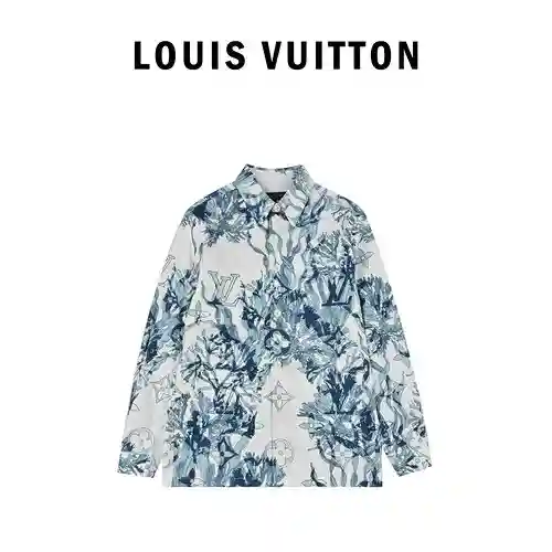 Camisa de chaqueta de manga larga con estampado de algas coralinas LV Louis Vuitton 23ss