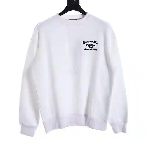 Sudadera de cuello redondo con letras de la firma CD bordadas en la parte delantera y trasera