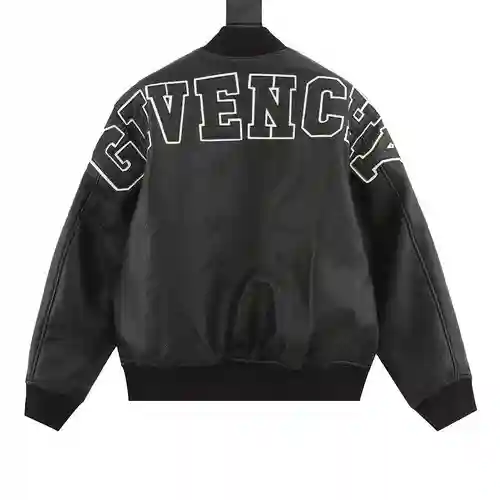 Chaqueta béisbol de cuero con bordado y parche GVC 23FW