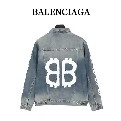 BLCG/Balenciaga 23Fw Double B chaqueta vaquera con estampado de graffiti pintada a mano
