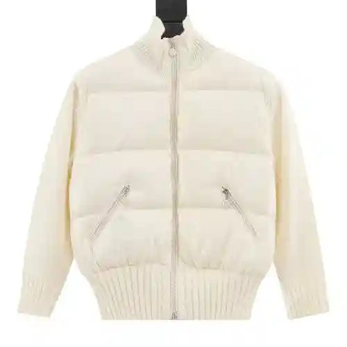 Chaqueta de plumón con cuello levantado y mangas de punto de lana empalmada de Mouth MC