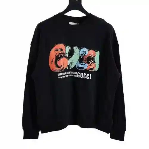 Sudadera con cuello redondo y logo estampado de dibujos animados de GU*CCI