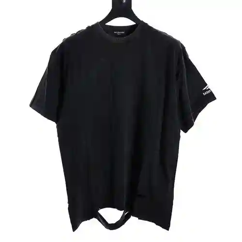 Camiseta de manga corta falsa de dos piezas con calendario BLCG rasgado