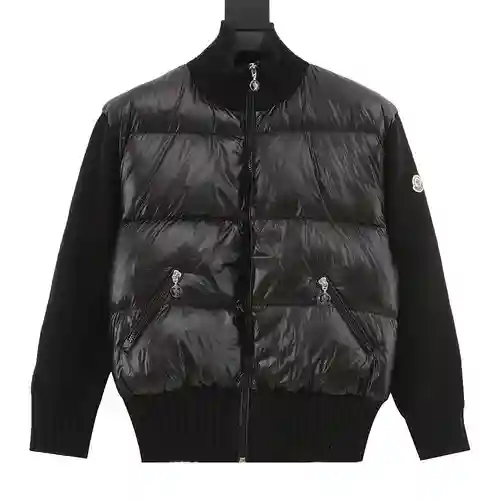 Chaqueta de plumón con cuello levantado y mangas de punto de lana empalmada de Mouth MC