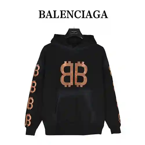 Sudadera con capucha BLCG/Balanciaga 23Fw Double B Bitcoin inkjet