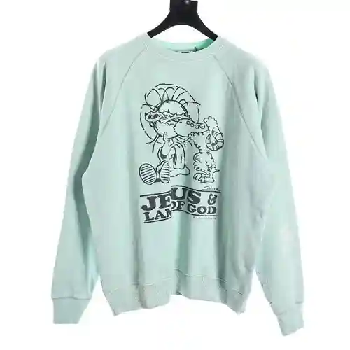 SAINT*MICHAEL 23FW Sudadera con cuello redondo y estampado Jesús y oveja