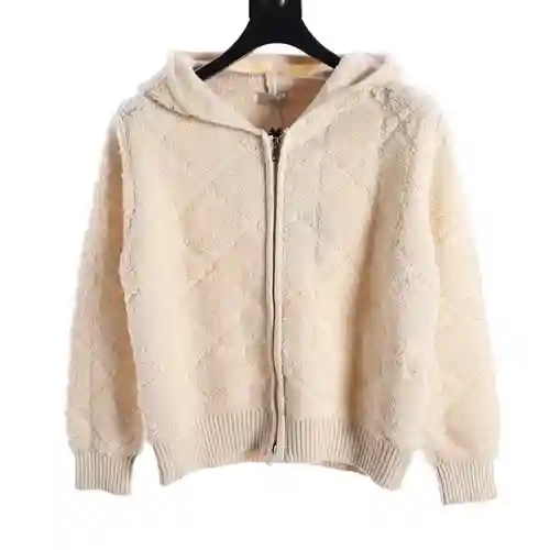 Chaqueta con capucha y cremallera a cuadros de diamantes encerada suave con bordado de CD