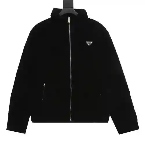 Prada PRD 23FW chaqueta de plumas triangular de terciopelo