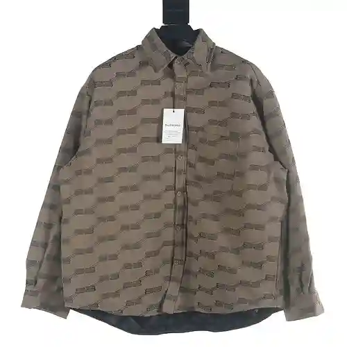 Balenciaga BLCG 23FW nueva chaqueta de algodón con camisa de solapa jacquard con cierre doble B está