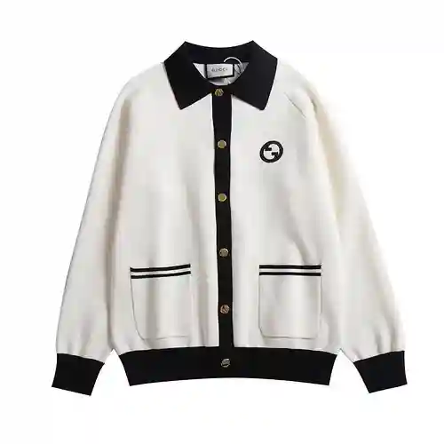 GU*CCI Chaqueta estilo suéter de manga larga con logo bordado de Gucci