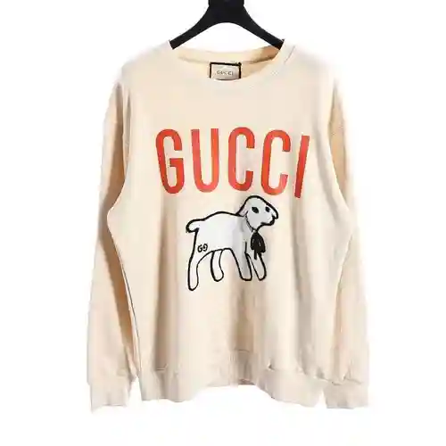 GU*CCI sudadera de cordero con cuello redondo y bordado de toalla