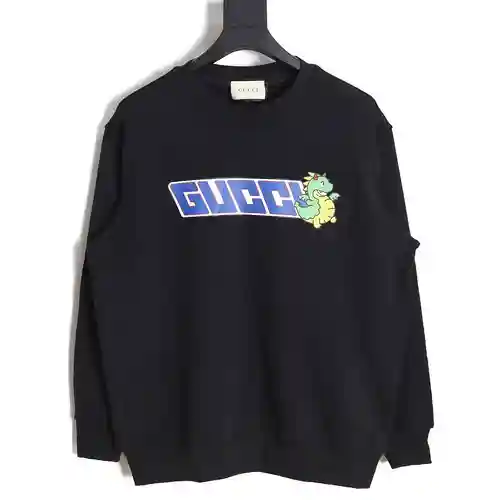 G*cci Gucci 23FW sudadera con cuello redondo y estampado de dinosaurios