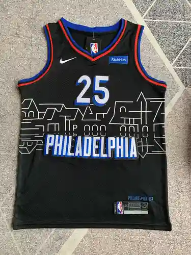 Camiseta de baloncesto negra All-Star 76ers 25 Simmons de la 24a temporada