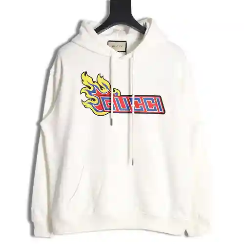 G*cci Gucci 23FW sudadera con capucha y estampado de llamas