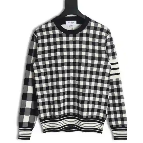 Jersey con cuello redondo y cuadros TB 23FW