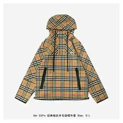 bbr 23Fw chaqueta clásica con capucha de lana a cuadros