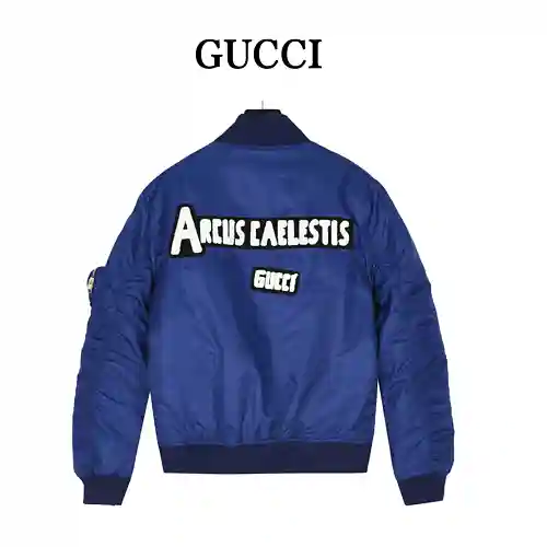 Gu*cci/Gucci 23Fw chaqueta acolchada de algodón y nailon con parches bordados