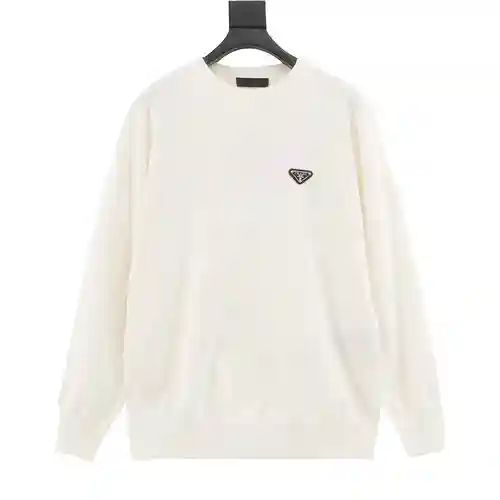 Pra*da/Prada 23Fw suéter con cuello redondo y logo triangular en el pecho