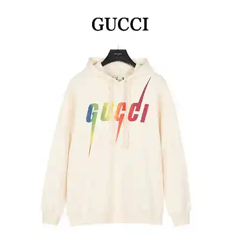 Sudadera con capucha y estampado de rayos degradados de arcoíris G*cci/Gucci 23ss
