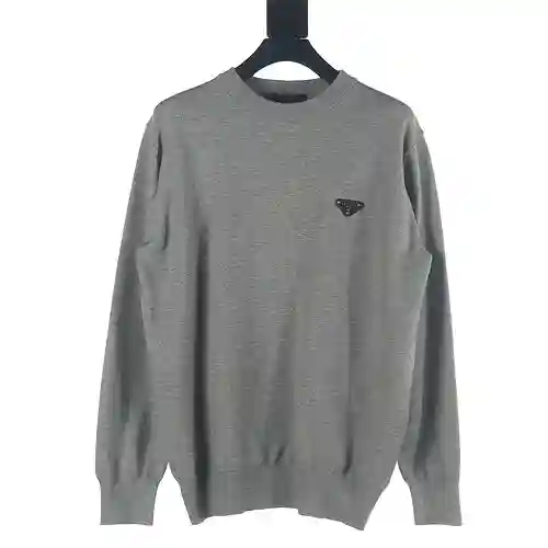Pra*da/Prada PRD 23Fw suéter con cuello redondo y logo triangular en el pecho