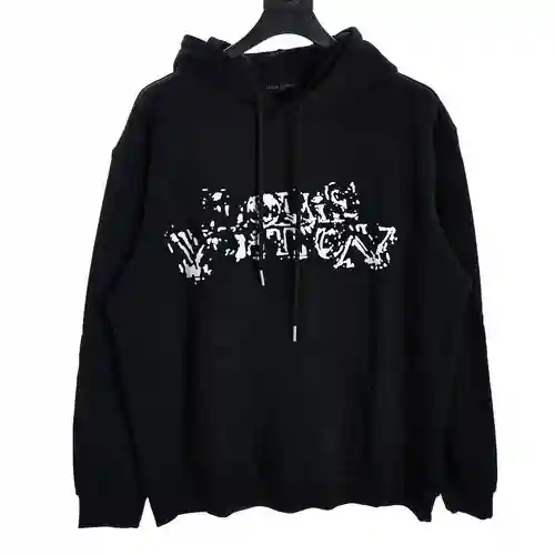 sudadera con capucha y letras borrosas LV