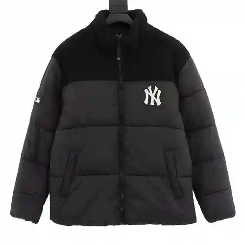 MLB 23FW NY chaqueta de algodón con empalme de cordero