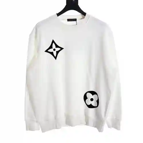 Sudadera LV con cuello redondo y estampado de flores dobles