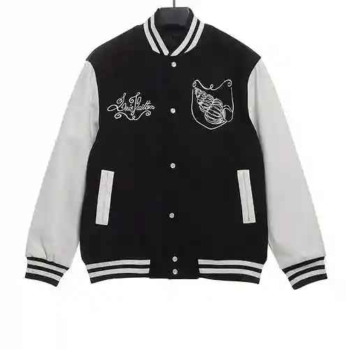 Chaqueta de béisbol LV con bordado circular en la espalda