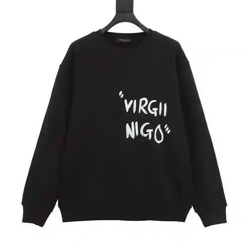 Sudadera con cuello redondo y estampado de letras pintadas a mano 1V 23FW