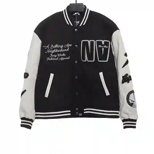 Chaqueta de béisbol con bordado de toalla NNHD de marca compartida de BAPE