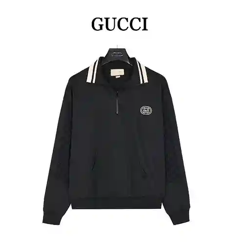 Chaqueta de traje con media cremallera y doble G entrelazada Gu*cci/Gucci 23Fw