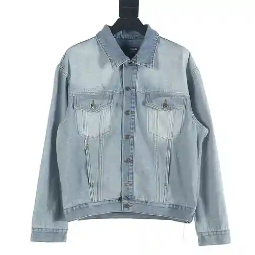 Balenciaga BLCG 24SS chaqueta vaquera de silueta grande artesanal invertida en azul claro