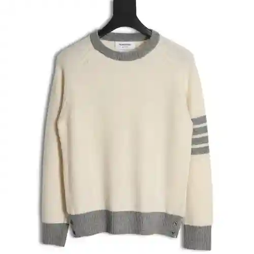 TB 23FW suéter color block de lana con cuello redondo