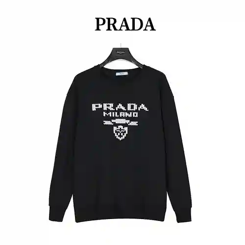 Pra*da/Prada 23Fw sudadera con cuello redondo y logo en mosaico bordado