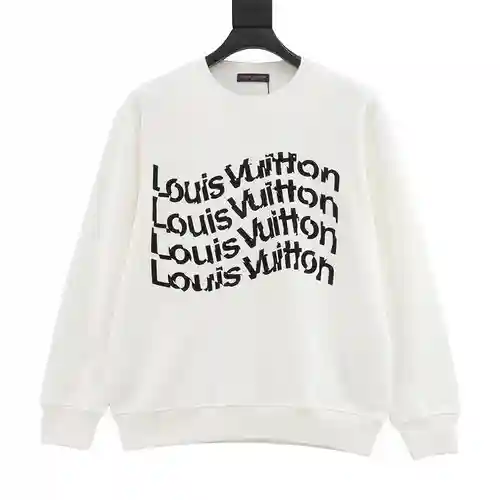 1V 23FW sudadera con cuello redondo y estampado de letras retorcidas